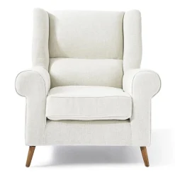 Delano Wing Chair, mouliné linen, pristine white