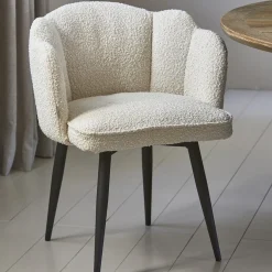 Draaibare Eetkamerstoel Dauphine, White Sand, Bouclé