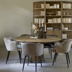 Draaibare Eetkamerstoel Dauphine, White Sand, Bouclé