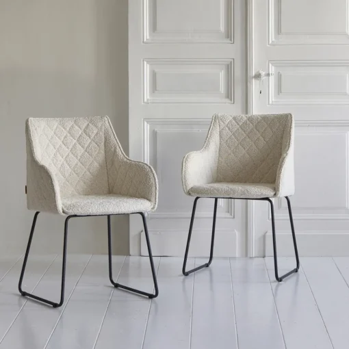 Eetkamerstoel, Frisco Drive, White Sand, Boucle