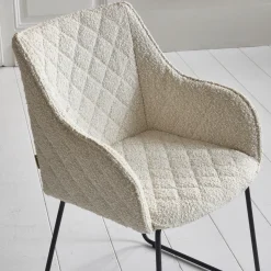 Eetkamerstoel, Frisco Drive, White Sand, Boucle