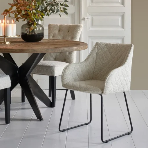 Eetkamerstoel, Frisco Drive, White Sand, Boucle