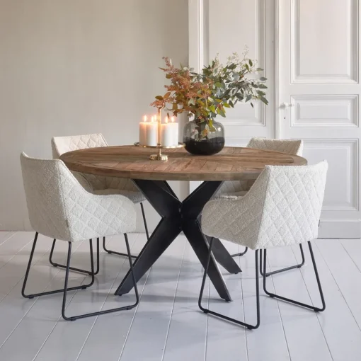 Eetkamerstoel, Frisco Drive, White Sand, Boucle