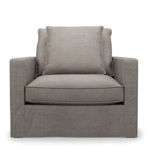 Fauteuil Lennox, Stone, Washed Cotton