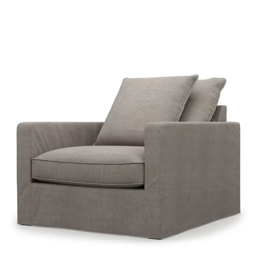 Fauteuil Lennox, Stone, Washed Cotton