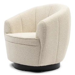 Fauteuil The Countess Swivel, White Sand, Bouclé