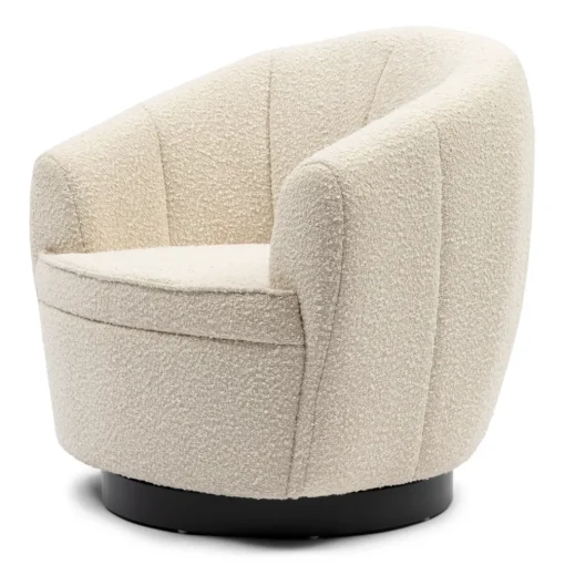 Fauteuil The Countess Swivel, White Sand, Bouclé