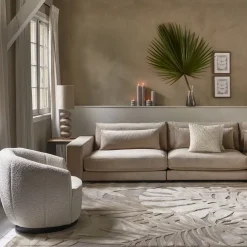 Fauteuil The Countess Swivel, White Sand, Bouclé