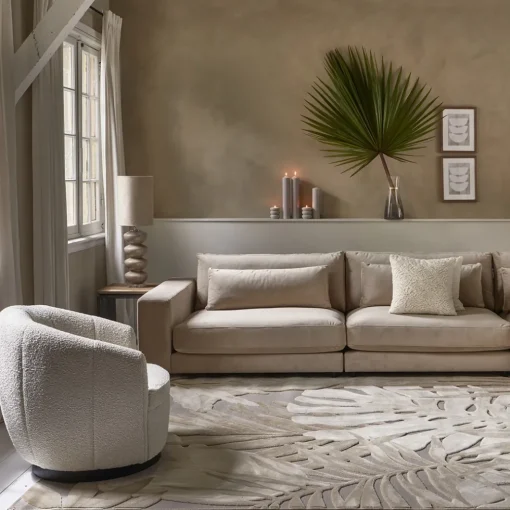 Fauteuil The Countess Swivel, White Sand, Bouclé