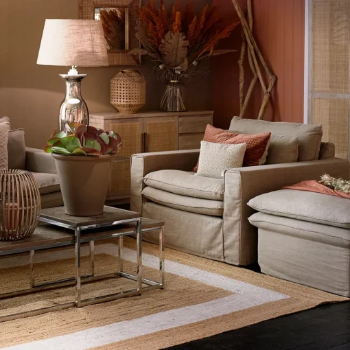 Loveseat Continental, Natural, Washed Cotton