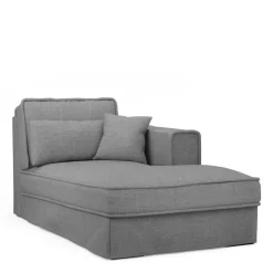 Metropolis Chaise Longue Right, washed cotton, grey