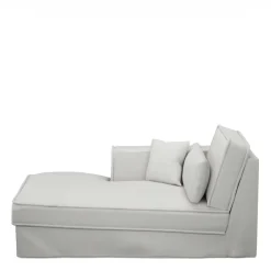 Metropolis Chaise Longue Left, washed cotton, ash grey