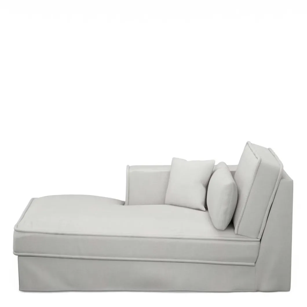 Metropolis Chaise Longue Left, washed cotton, ash grey