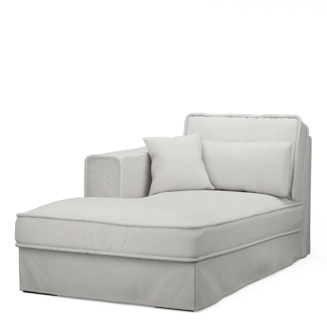 Metropolis Chaise Longue Left, washed cotton, ash grey