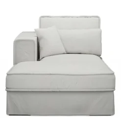 Metropolis Chaise Longue Left, washed cotton, ash grey