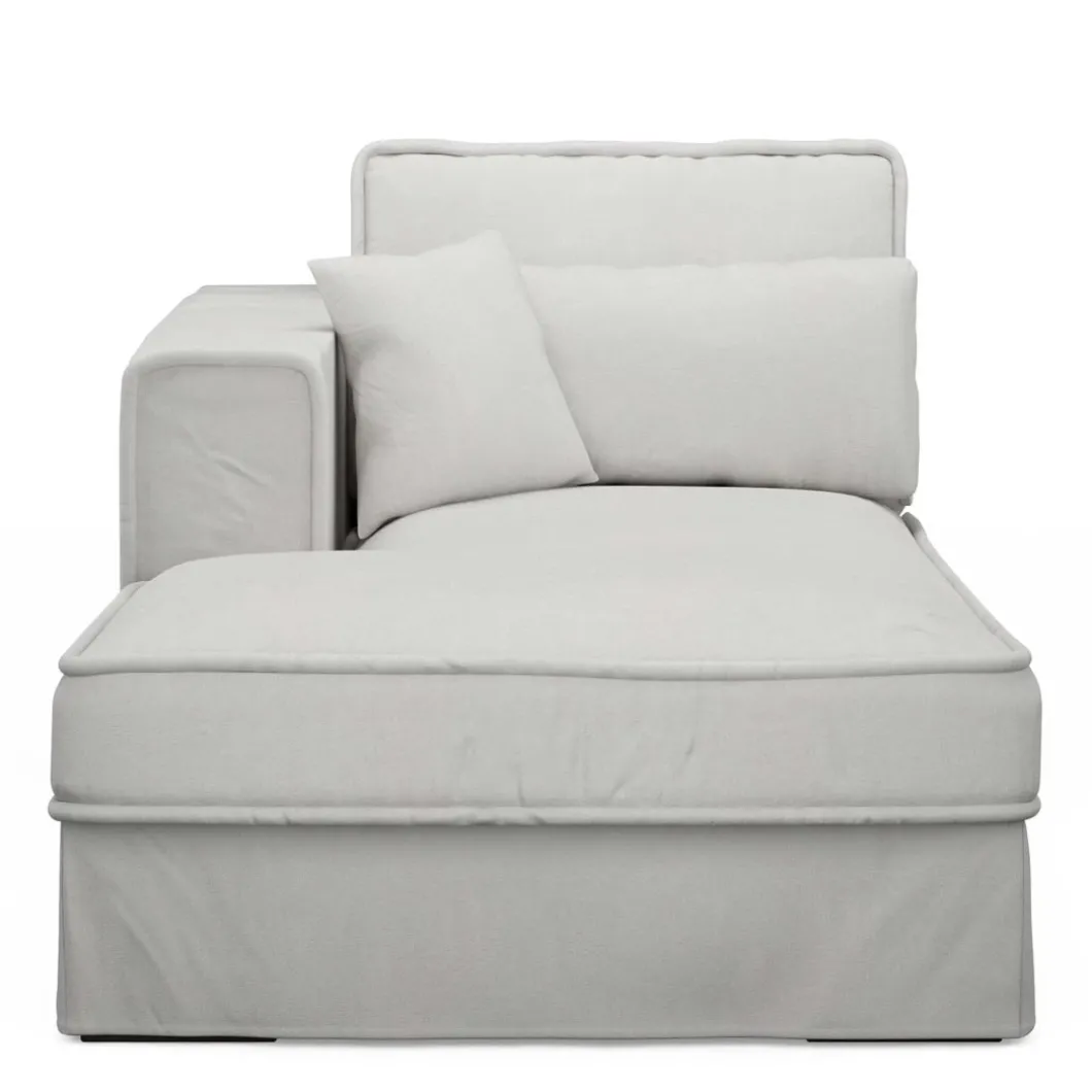 Metropolis Chaise Longue Left, washed cotton, ash grey