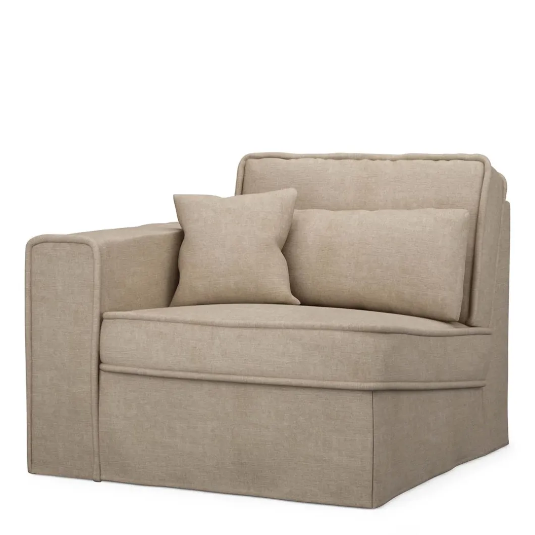 Metropolis Corner Arm Left, washed cotton, natural