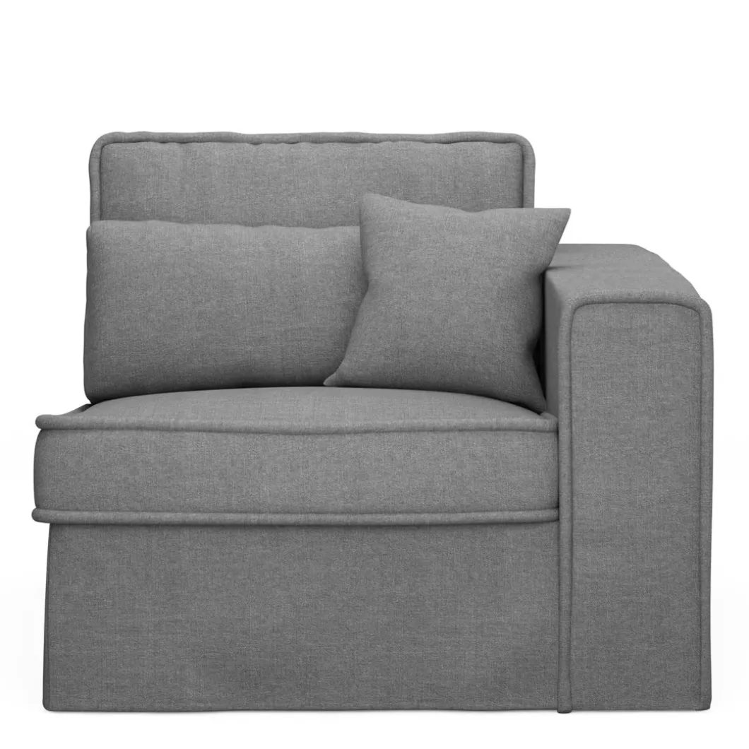 Metropolis Corner Arm Right, washed cotton, grey