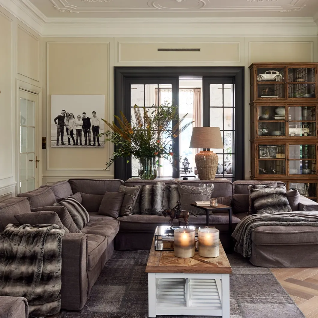 Metropolis Corner Arm Right, washed cotton, grey