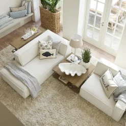 Modulaire Bank Chaise Longue Links The Jagger, Sparkling White, Copperfield Weave