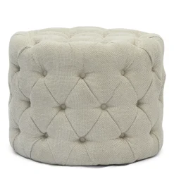 Poef Opera, Antique White, Rich Tweed