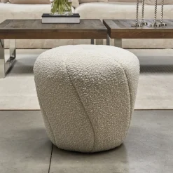 Poef Perruche, White Sand, Bouclé