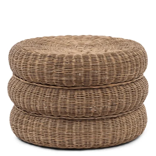 Poef Rustic Rattan Macaron
