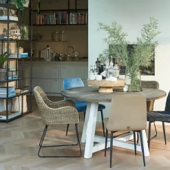 Rockefeller Dining Chair, velvet, ice blue