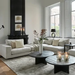 Stephen Corner Arm Left, rich tweed, antique white