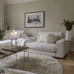 Stephen Corner Arm Right, rich tweed, antique white