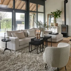 Stephen Corner Arm Right, rich tweed, antique white