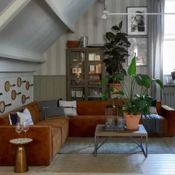 The Jagger Corner Left, velvet, cognac