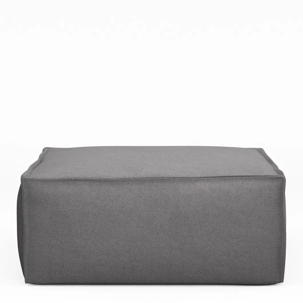 The Jagger Footstool, oxford weave, steel grey