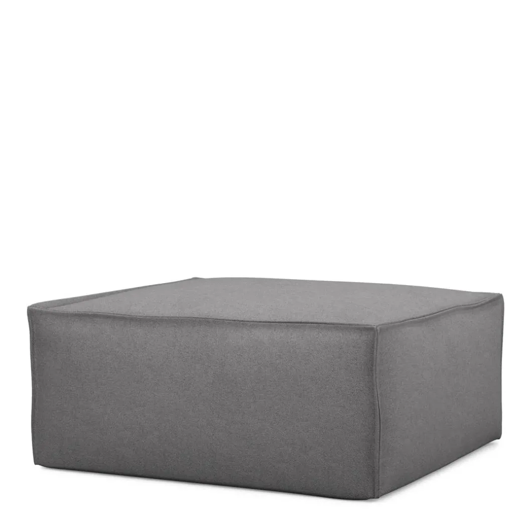 The Jagger Footstool, oxford weave, steel grey