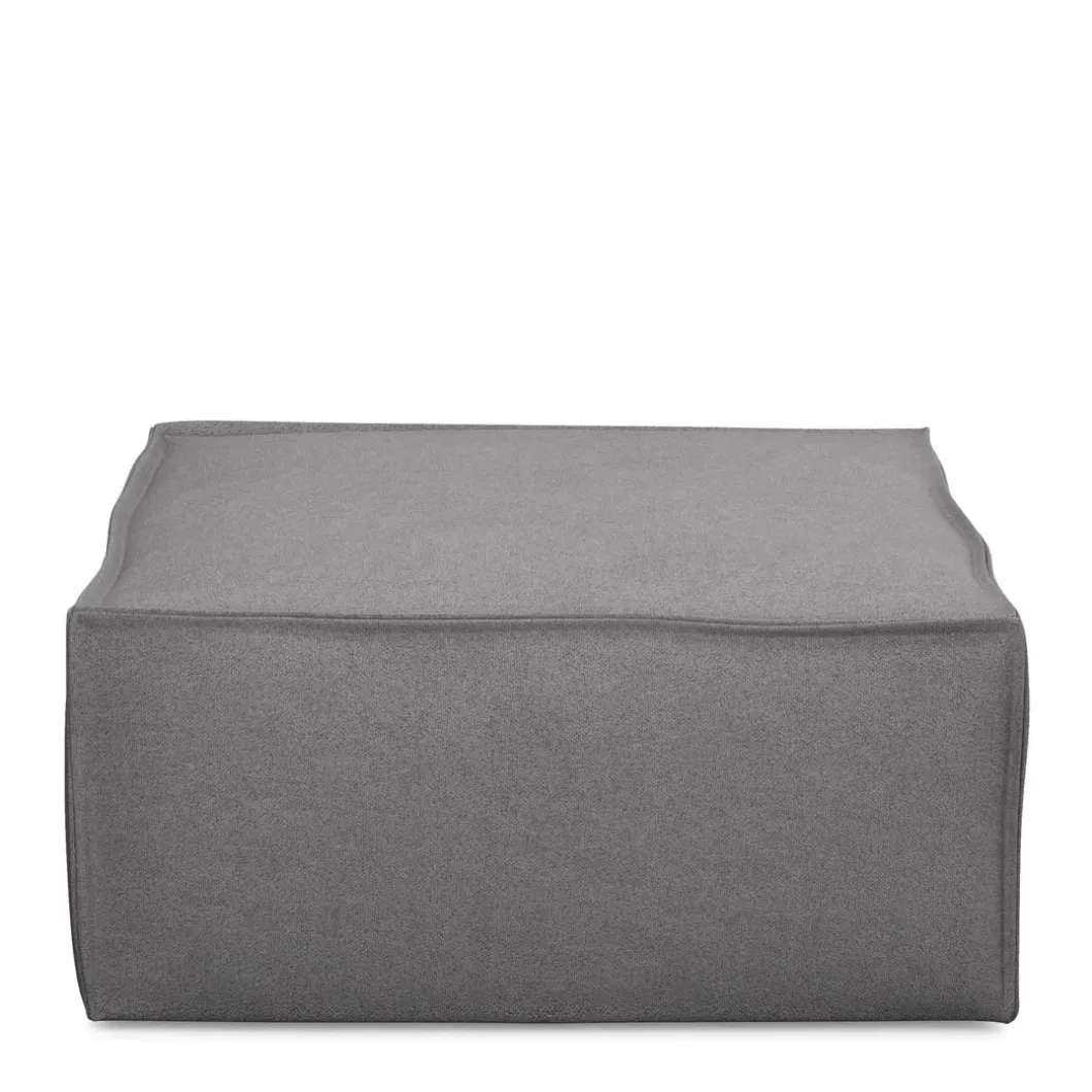 The Jagger Footstool, oxford weave, steel grey