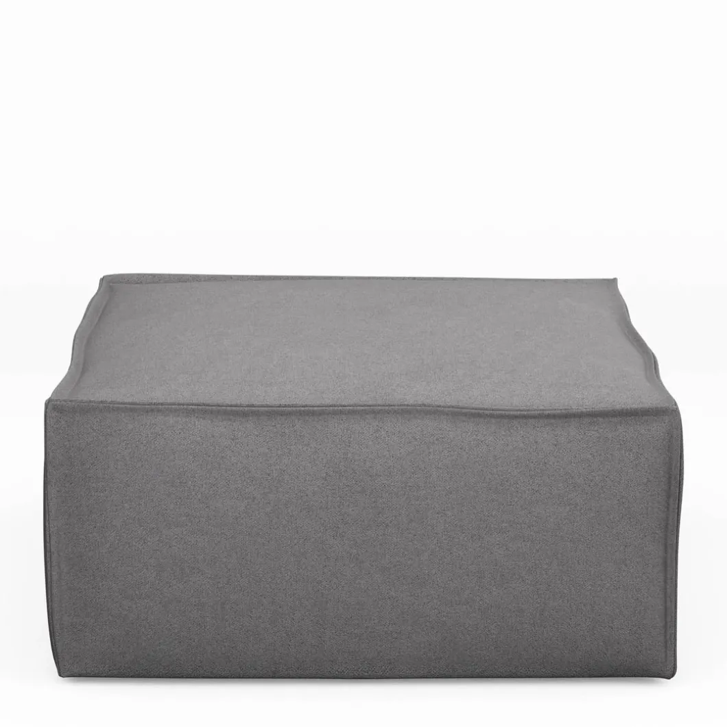 The Jagger Footstool, oxford weave, steel grey