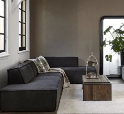 The Jagger Lounger Right, velvet, mineral blue