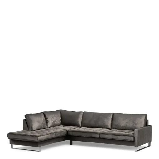 West Houston Corner Sofa Chaise Longue Left, velvet I, grimaldi grey