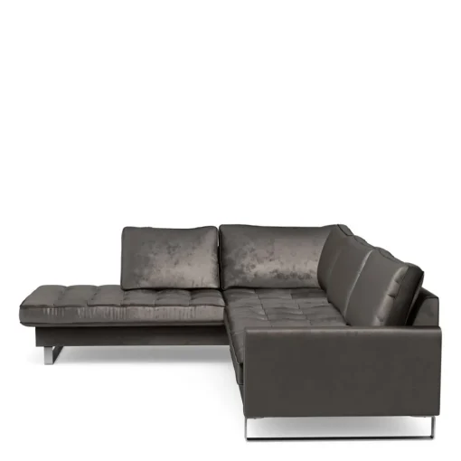West Houston Corner Sofa Chaise Longue Left, velvet I, grimaldi grey